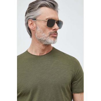 Sisley tricou din bumbac culoarea gri, neted