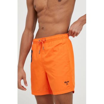 Superdry pantaloni scurti de baie culoarea portocaliu de firma original