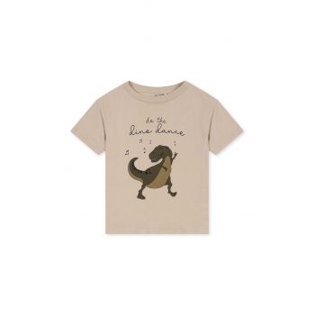 Konges Sløjd tricou de bumbac pentru copii culoarea bej, cu imprimeu