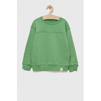 United Colors of Benetton bluza copii culoarea verde, neted