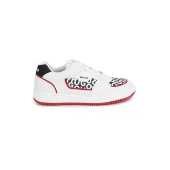 Pantofi sport cu logo si garnituri de piele ecologica