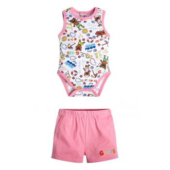 Set de body si pantaloni scurti cu imprimeu