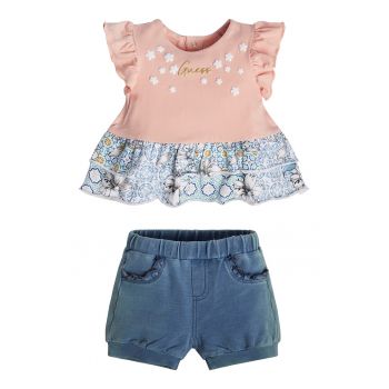 Set de tricou si pantaloni scurti cu terminatie cu volan
