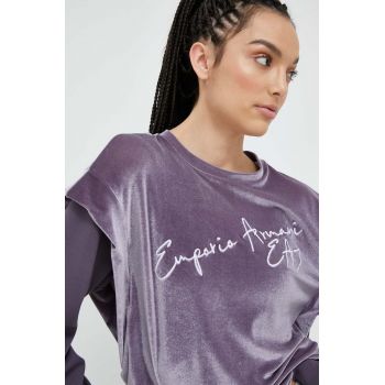 EA7 Emporio Armani bluza femei, culoarea violet, cu imprimeu