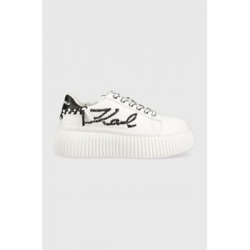Karl Lagerfeld sneakers din piele KREEPER LO culoarea alb, KL42372