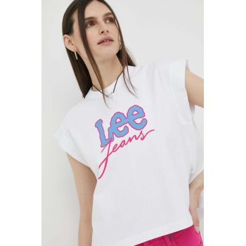 Lee tricou din bumbac culoarea alb