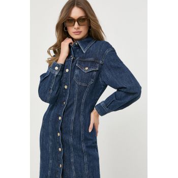 Luisa Spagnoli rochie jeans culoarea albastru marin, mini, mulata