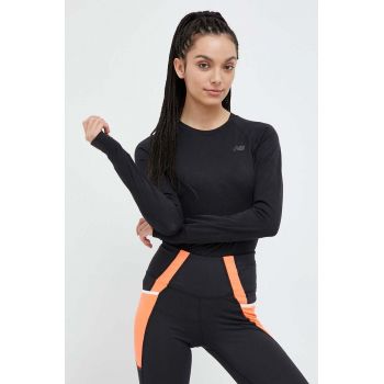 New Balance longsleeve pentru alergare Q Speed culoarea negru ieftin