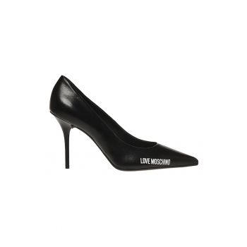 Pantofi stiletto din piele cu logo