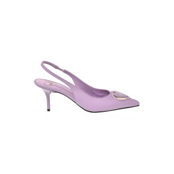 Pantofi slingback din piele cu logo cu inima la reducere