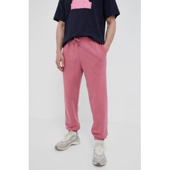 adidas pantaloni de trening culoarea roz, neted ieftini