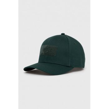 Alpha Industries șapcă din bumbac culoarea verde, cu imprimeu 168903.610-NavyGreen