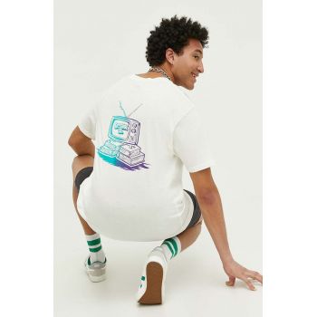 DC tricou din bumbac culoarea bej, cu imprimeu