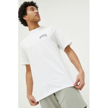 Dickies tricou din bumbac culoarea alb, cu imprimeu