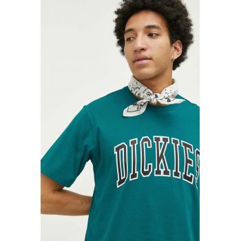 Dickies tricou din bumbac culoarea verde, cu imprimeu ieftin