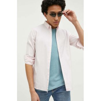 Hollister Co. camasa barbati, culoarea roz, cu guler button-down, regular