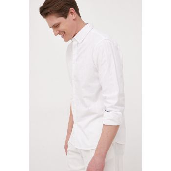 Pepe Jeans camasa din bumbac Lisselton barbati, culoarea alb, cu guler button-down, regular