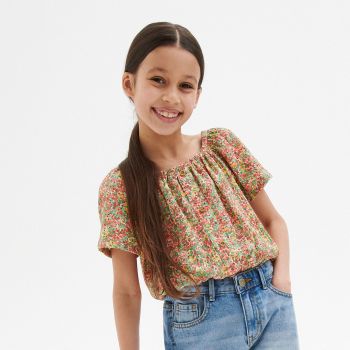Reserved - Bluză scurtă cu flori - Multicolor
