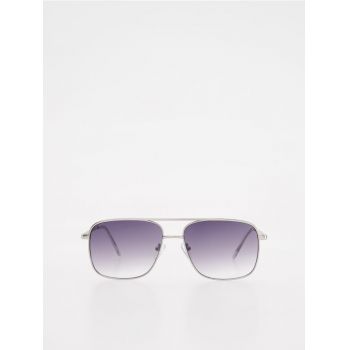 Reserved - Ochelari de soare tip aviator - argintiu ieftini