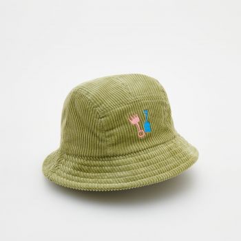 Reserved - Pălărie bucket din catifea reiată - Verde