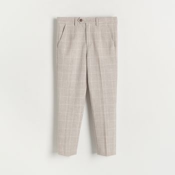 Reserved - Pantaloni clasici în carouri - Bej