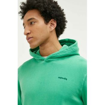 Superdry bluza barbati, culoarea verde, cu glugă, neted