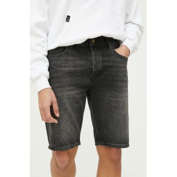 Superdry pantaloni scurti jeans barbati, culoarea gri