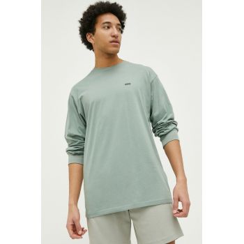 Vans longsleeve din bumbac culoarea verde, cu imprimeu