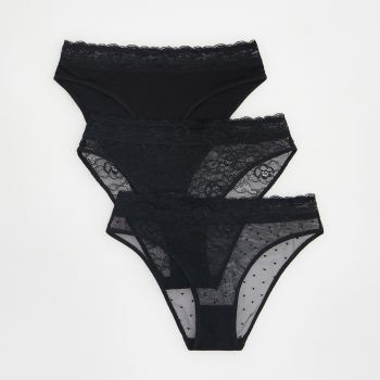 Reserved - Set de 3 perechi de chiloți bikini - Negru