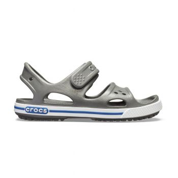 Sandale Crocs Crocband II Sandal Kids Gri - Slate Grey/Blue Jean ieftine