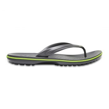 Slapi Crocs Crocband Flip Gri - Graphite/Volt Green de firma originali