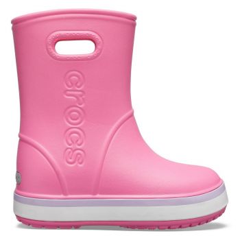 Cizme Crocs Kids' Crocband Rain Boot Roz - Pink Lemonade/Lavender