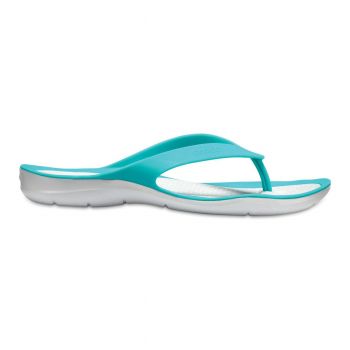 Șlapi Crocs Women's Swiftwater Flip Albastru - Tropical Teal/Pearl White ieftini