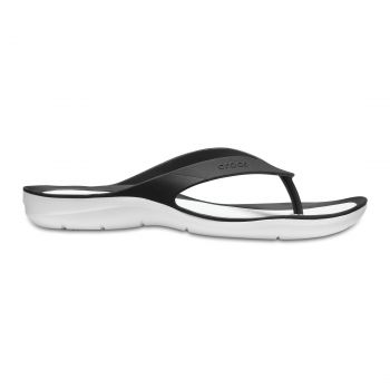 Șlapi Crocs Women's Swiftwater Flip Negru - Black/White ieftini
