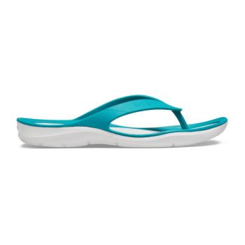 Șlapi Crocs Women's Swiftwater Flip Verde - Juniper/Pearl White