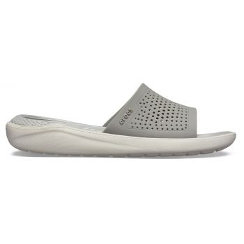 Papuci Crocs LiteRide Slide Gri - Smoke/White