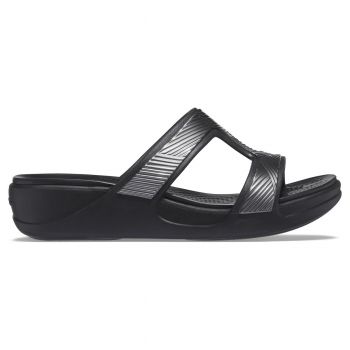 Papuci Crocs Monterey Metallic Slip-On Wedge Negru - Black de firma originali