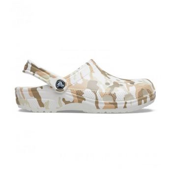 Saboti Crocs Classic Printed Camo Clog Alb - White/Multi