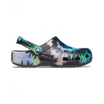 Saboti Crocs Classic Tie-Dye Graphic Clog Negru - Multi Black/Black