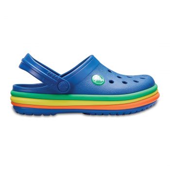 Saboti Crocs Crocband Rainbow Band Clog Kids Albastru - Blue Jean ieftini