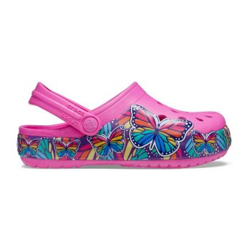 Saboti Crocs Fun Lab Multi-Butterfly Band Lights Clog Roz - Electric Pink