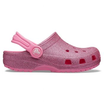 Saboti Crocs Kids' Classic Glitter Clog Roz - Pink Lemonade ieftini