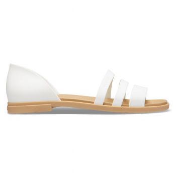 Sandale Crocs Tulum Open Flat Alb - Oyster/Tan