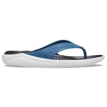 Slapi Crocs LiteRide Flip Albastru - Vivid Blue/Almost White de firma originali