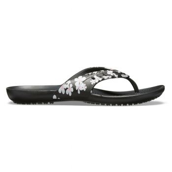 Slapi Crocs Women's Kadee Seasonal Graphic Flip Negru - Tropical Floral/Black