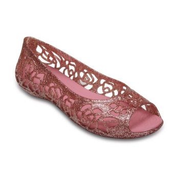 Balerini Crocs Kids' Isabella Glitter Flat GS Roz - Blossom ieftini