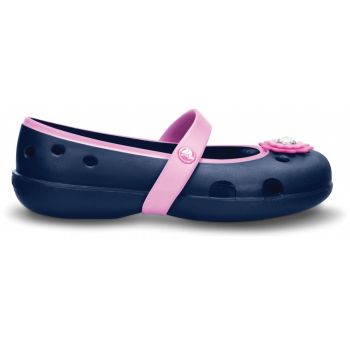 Balerini Crocs Kids' Keeley Petal Charm Flat Albastru - Navy/Carnation ieftini