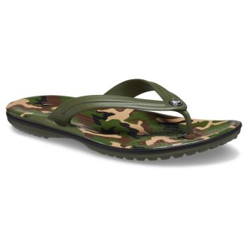 Șlapi Crocs Crocband Printed Flip Verde - Army Green/Black de firma originali