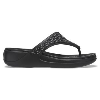 Șlapi Crocs Monterey Shimmer Wedge Flip Negru - Black ieftine