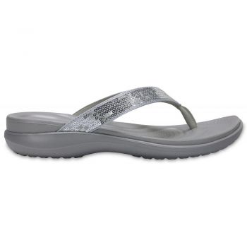 Șlapi Crocs Women's Capri V Sequin Flip Argintiu - Silver